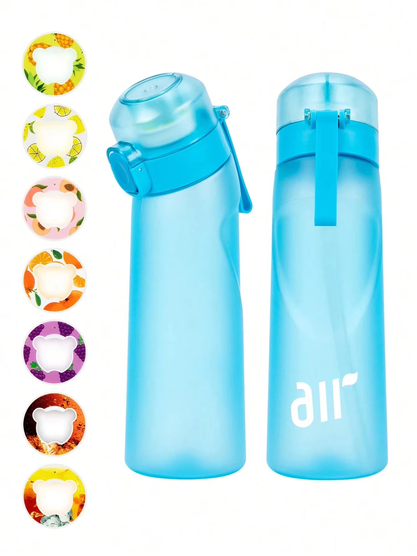 1Pc Air Water Bottle with 1Pc Random Flavor Pods Portable Transparent with Straw Leak Proof Suitable for Outdoor Sports