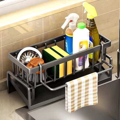 Kitchen Sink Drain Rack Organizer Abs Plastic Self-Draining Sink Shelf Soap Sponge Holder Dishcloth Towel Rack Filter Basket