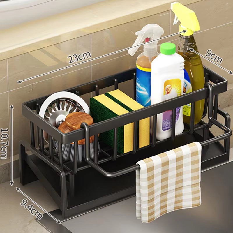 Kitchen Sink Drain Rack Organizer Abs Plastic Self-Draining Sink Shelf Soap Sponge Holder Dishcloth Towel Rack Filter Basket