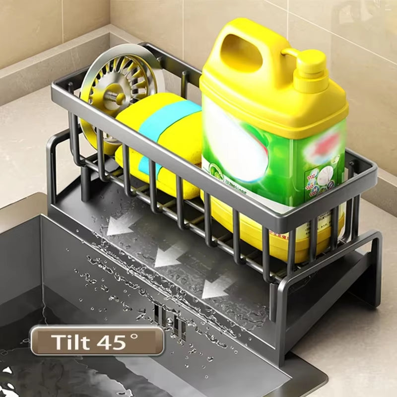 Kitchen Sink Drain Rack Organizer Abs Plastic Self-Draining Sink Shelf Soap Sponge Holder Dishcloth Towel Rack Filter Basket