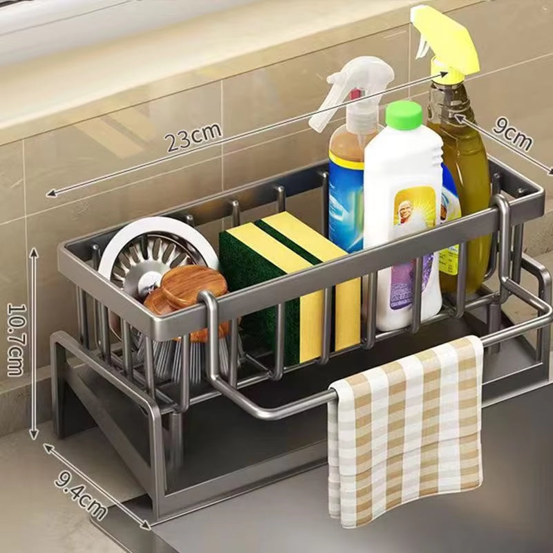 Kitchen Sink Drain Rack Organizer Abs Plastic Self-Draining Sink Shelf Soap Sponge Holder Dishcloth Towel Rack Filter Basket