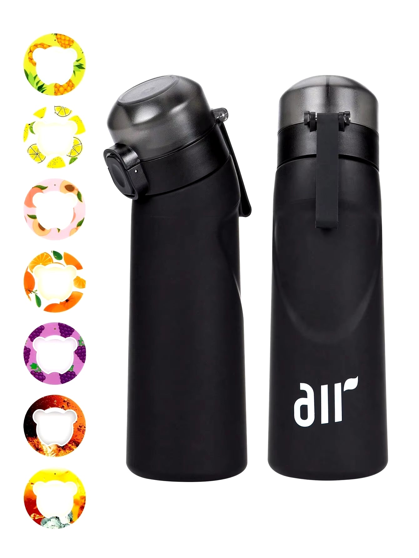 1Pc Air Water Bottle with 1Pc Random Flavor Pods Portable Transparent with Straw Leak Proof Suitable for Outdoor Sports