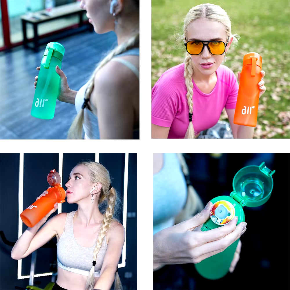 1Pc Air Water Bottle with 1Pc Random Flavor Pods Portable Transparent with Straw Leak Proof Suitable for Outdoor Sports