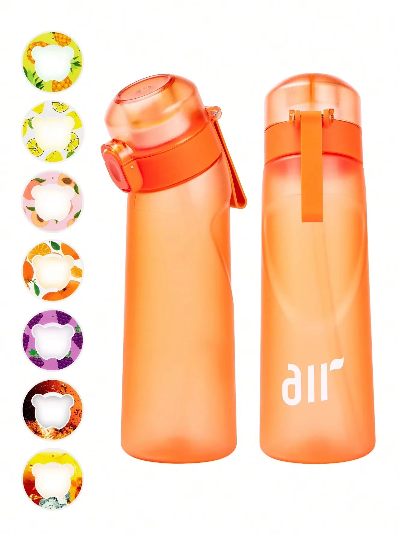 1Pc Air Water Bottle with 1Pc Random Flavor Pods Portable Transparent with Straw Leak Proof Suitable for Outdoor Sports