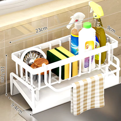 Kitchen Sink Drain Rack Organizer Abs Plastic Self-Draining Sink Shelf Soap Sponge Holder Dishcloth Towel Rack Filter Basket