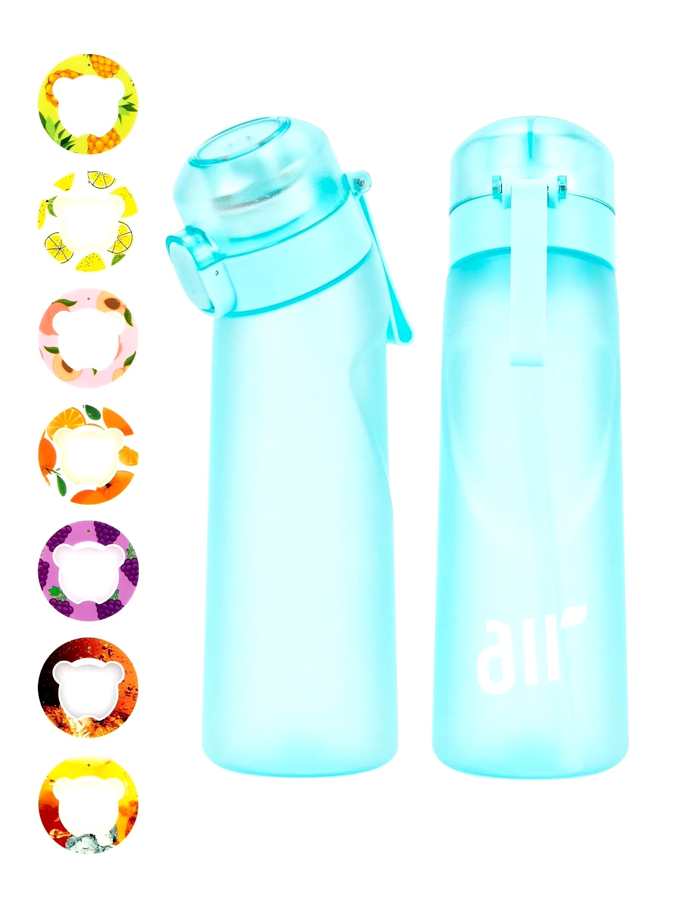 1Pc Air Water Bottle with 1Pc Random Flavor Pods Portable Transparent with Straw Leak Proof Suitable for Outdoor Sports